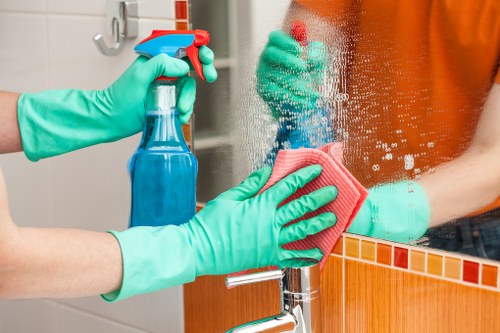 Office cleaning service for a workplace in W12 with desks and meeting space