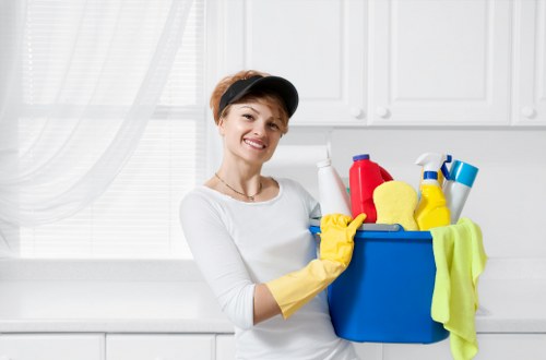 Deep cleaning a tiled floor in a W12 kitchen
