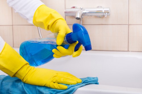 Local cleaning team working in a W12 apartment building